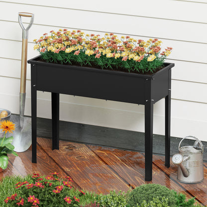 Raised Garden Bed Elevated Metal Planter Box with Legs Drainage Holes-M