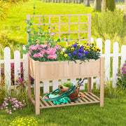 Raised Garden Bed Elevated Wooden Planter Box with Trellis