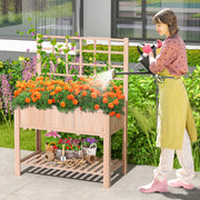 Raised Garden Bed Elevated Wooden Planter Box with Trellis