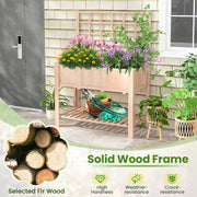 Raised Garden Bed Elevated Wooden Planter Box with Trellis