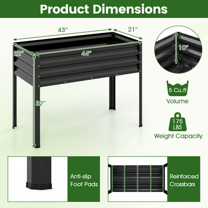 Raised Garden Bed Set of 2 Electro-Coating Metal Large Elevated Planter Box