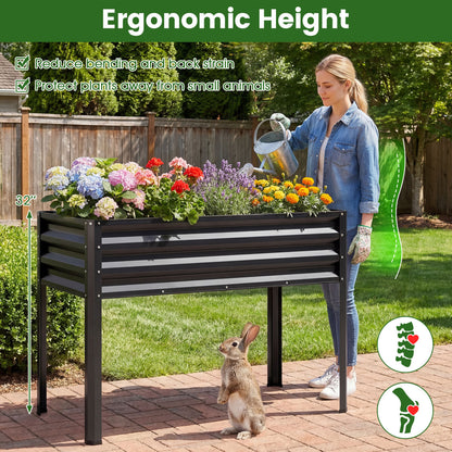 Raised Garden Bed Set of 2 Electro-Coating Metal Large Elevated Planter Box