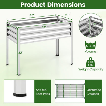 Raised Garden Bed with Legs Electro-Coating Metal Large Elevated Planter Box