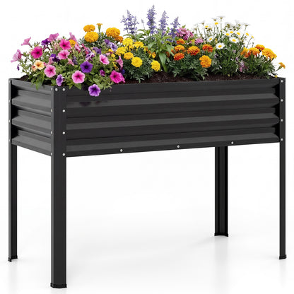Raised Garden Bed with Legs Electro-Coating Metal Large Elevated Planter Box