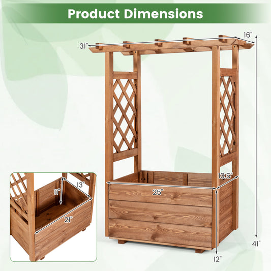 Raised Garden Bed with Lattice Trellises with Hanging Roof Set of 2