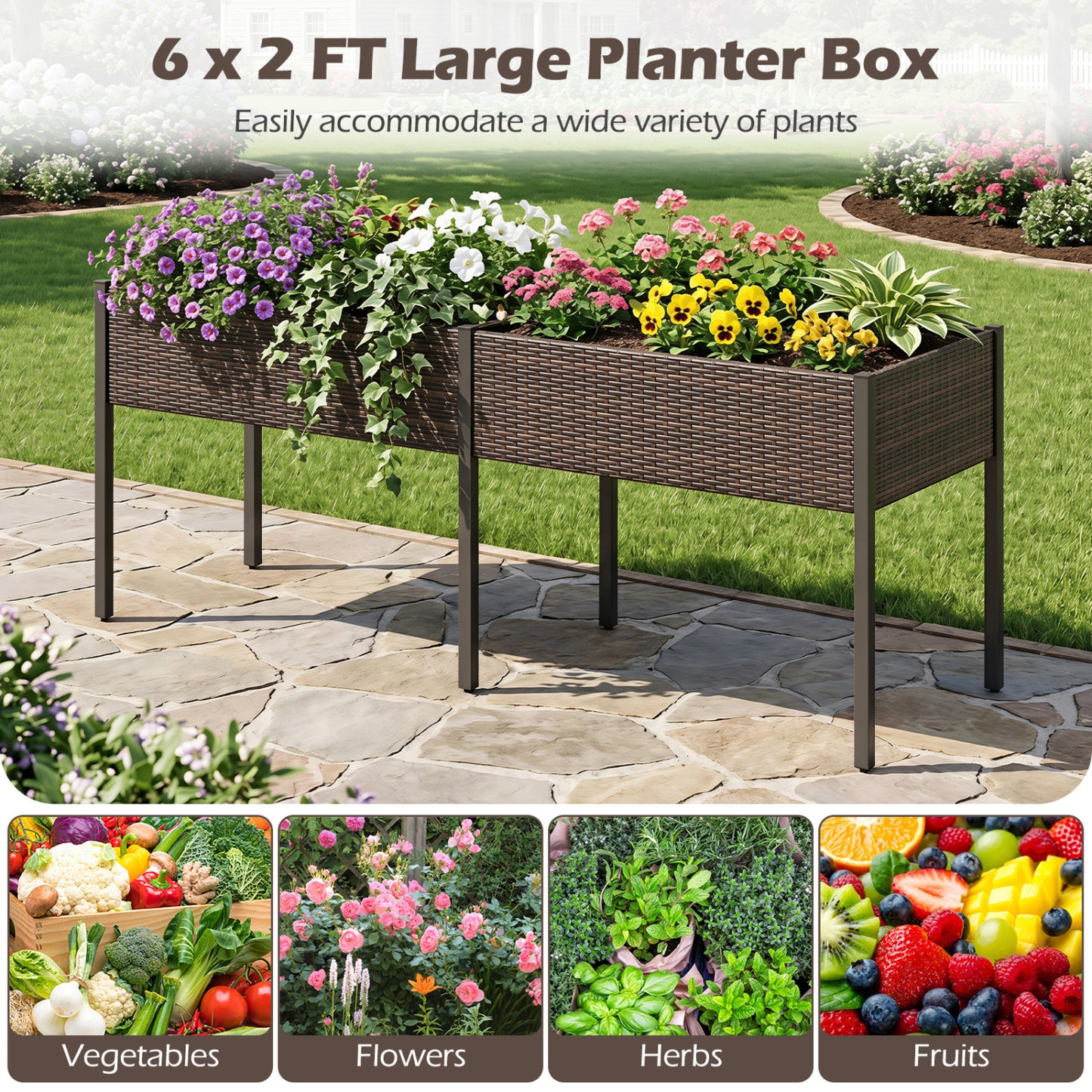 Raised Garden Bed with Legs and Removable Liner - 73 Inch