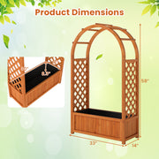 Raised Garden Bed with Lattice Trellis Ached Roof Wooden Elevated Planter Box-Brown
