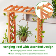 Raised Garden Bed with Side Trellis and Hanging Roof and Drainage Hole-Orange