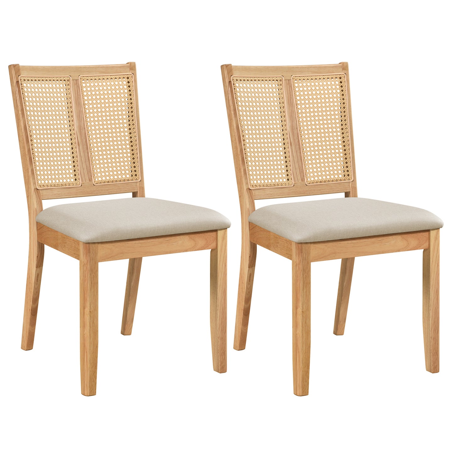 Rattan Dining Chairs Set of 2 with Curved Backrest