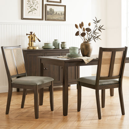 Rattan Dining Chairs Set of 2 with Curved Backrest