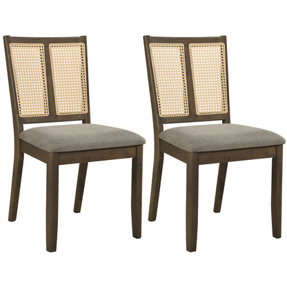 Rattan Dining Chairs Set of 2 with Curved Backrest