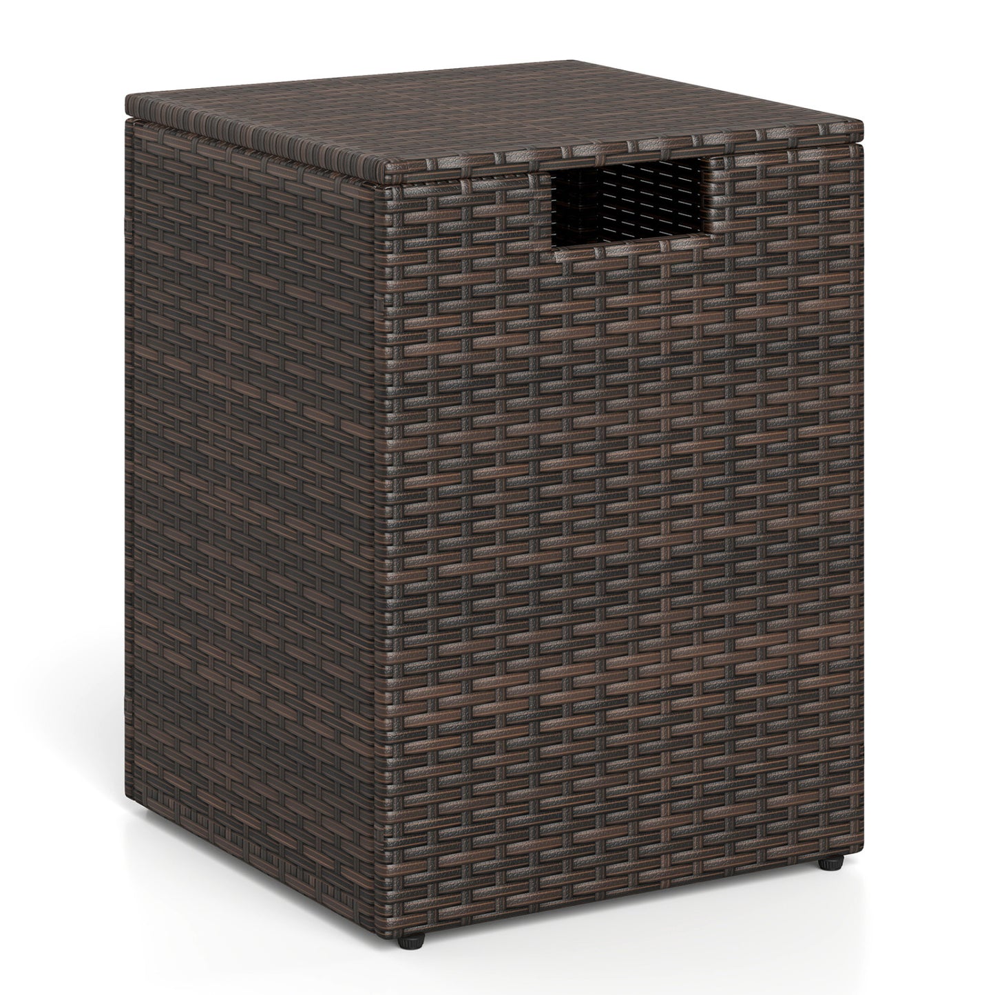 Rattan Propane Tank Cover Patio Hideaway Tank Side Table-Brown