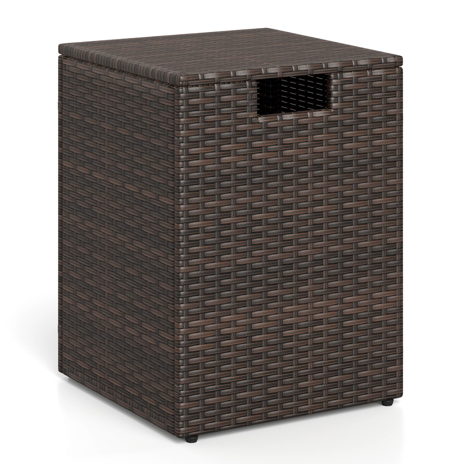 Rattan Propane Tank Cover Patio Hideaway Tank Side Table-Brown