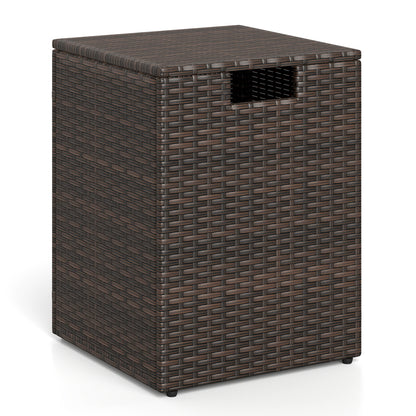 Rattan Propane Tank Cover Patio Hideaway Tank Side Table-Brown