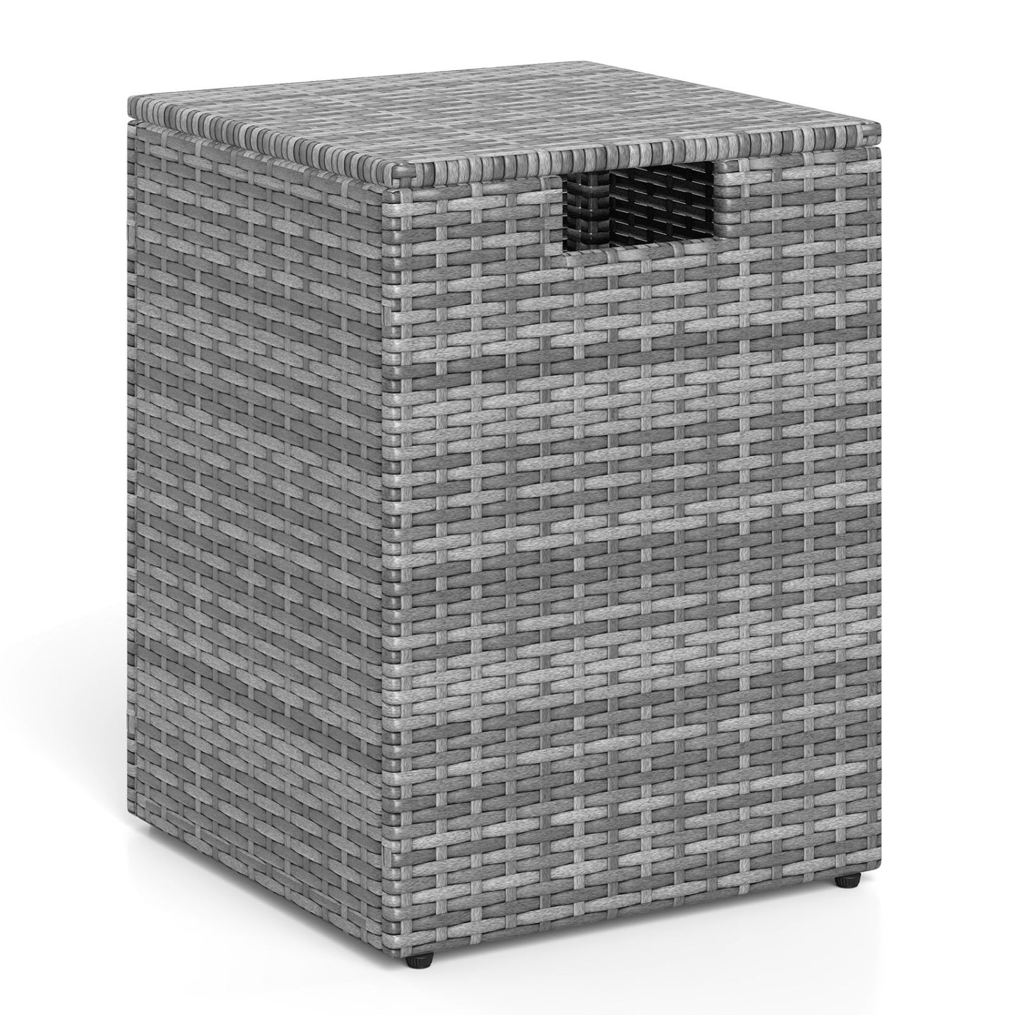 Rattan Propane Tank Cover Patio Hideaway Tank Side Table-Gray