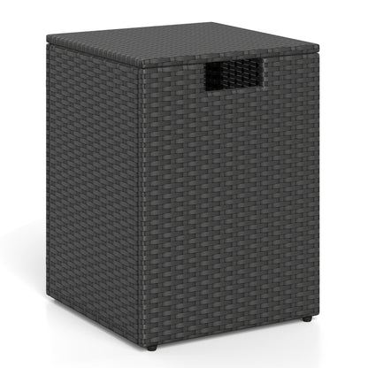 Rattan Propane Tank Cover Patio Hideaway Tank Side Table-Black