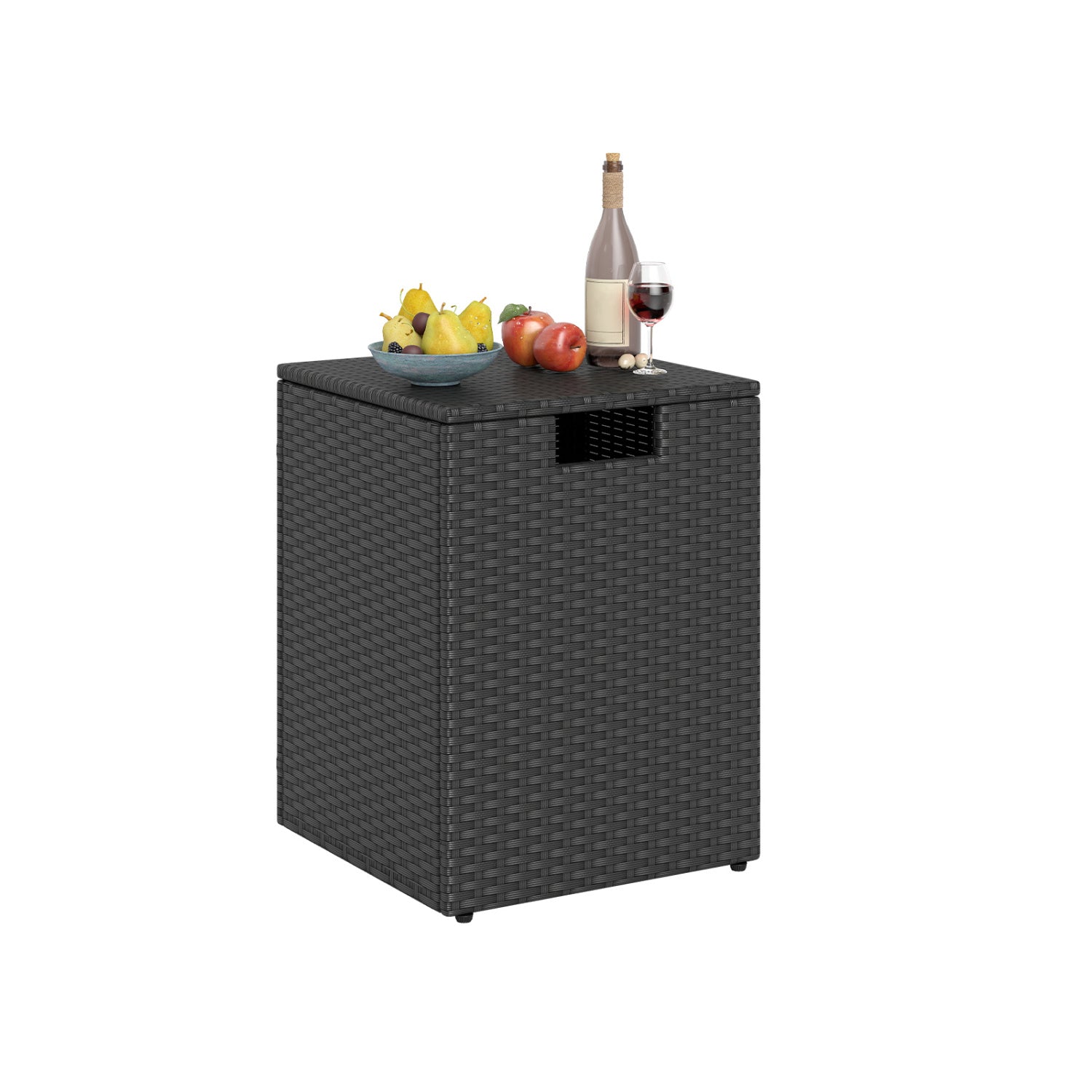 Rattan Propane Tank Cover Patio Hideaway Tank Side Table-Black
