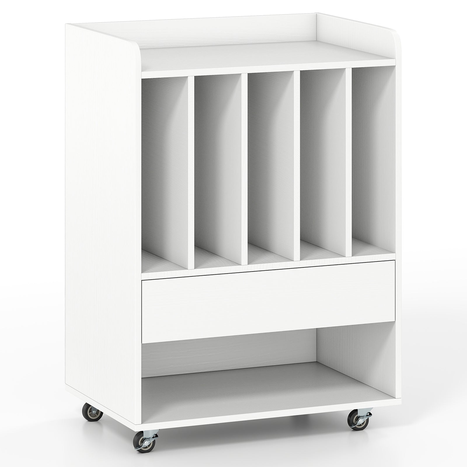 Record Player Stand Turntable Stand with Drawer and Record Holder-White