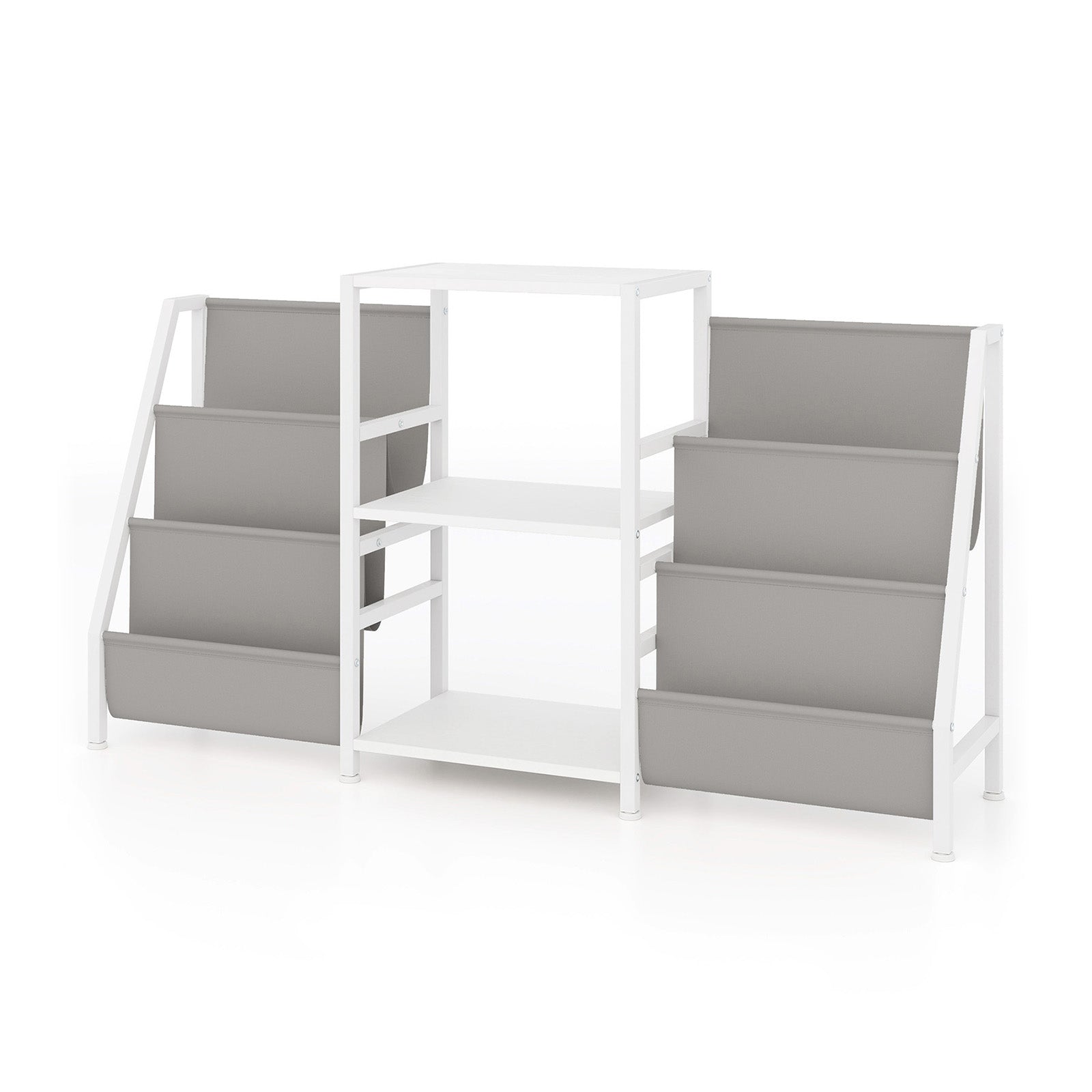 Record Player Stand for up to 200 Albums Turntable Display Stand with 3 Shelves-White