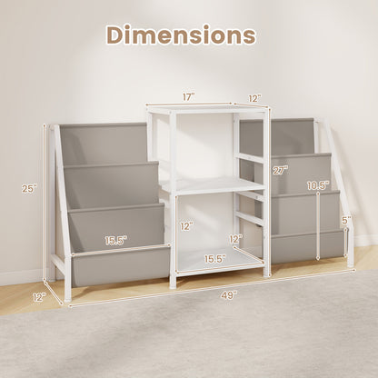 Record Player Stand for up to 200 Albums Turntable Display Stand with 3 Shelves-White