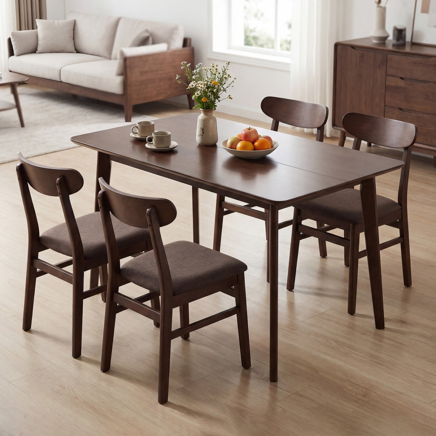 Rectangle Dining Table for 4-6 People 47" Kitchen Table-Walnut