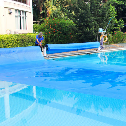 Rectangle Swimming Pool Cover 12-MIL Heat Retaining Pool Solar Blanket with Carrying Bag-32FT x 16FT