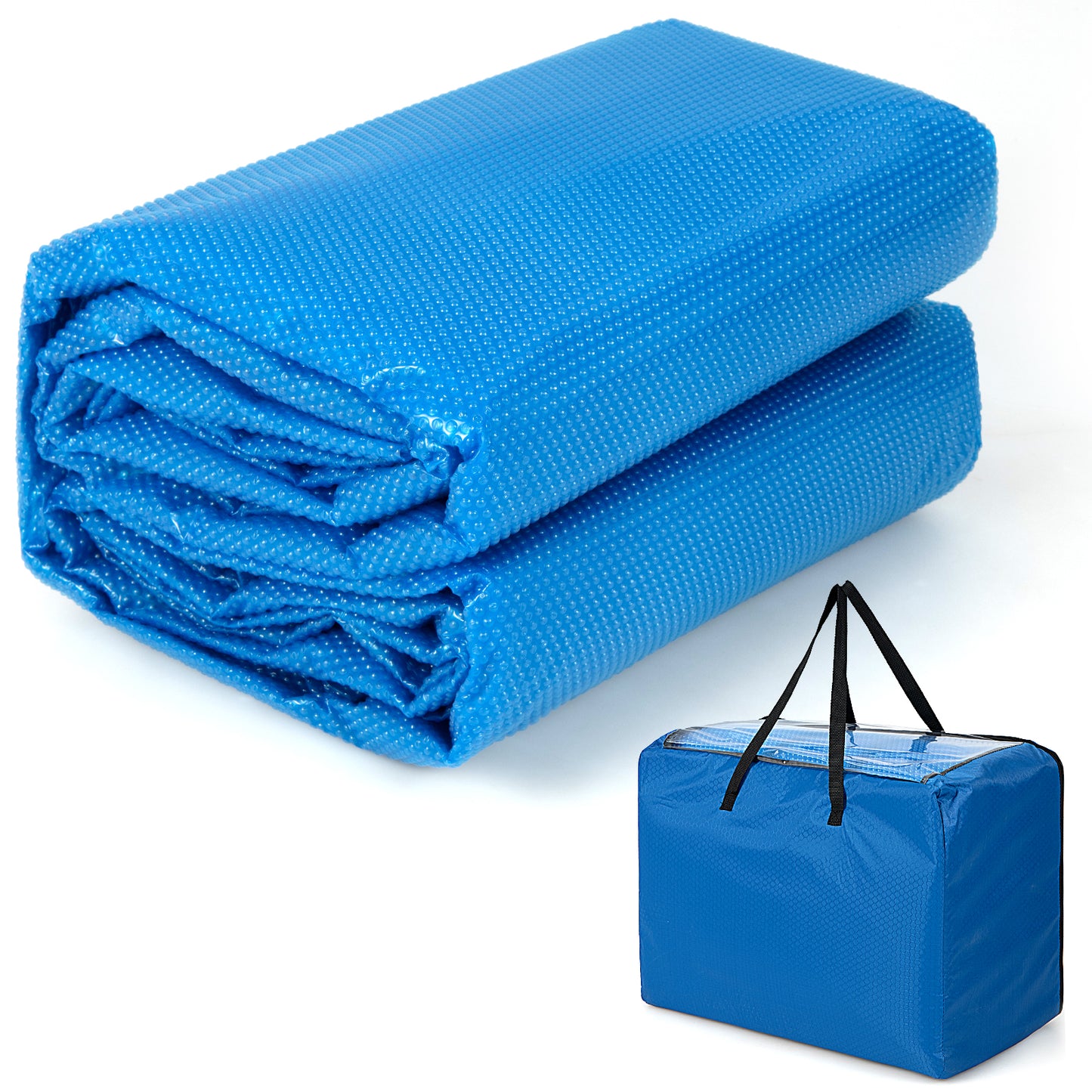 Rectangle Swimming Pool Cover 12-MIL Heat Retaining Pool Solar Blanket with Carrying Bag-32FT x 16FT