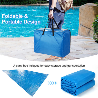 Rectangle Swimming Pool Cover 12-MIL Heat Retaining Pool Solar Blanket with Carrying Bag-32FT x 16FT