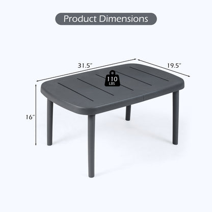 Rectangular Patio Storage Side Table with Aluminum Alloy Rods for Poolside