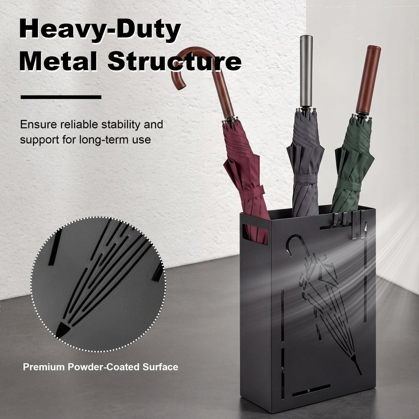 Rectangular Umbrella Stand with Removable Drip Tray