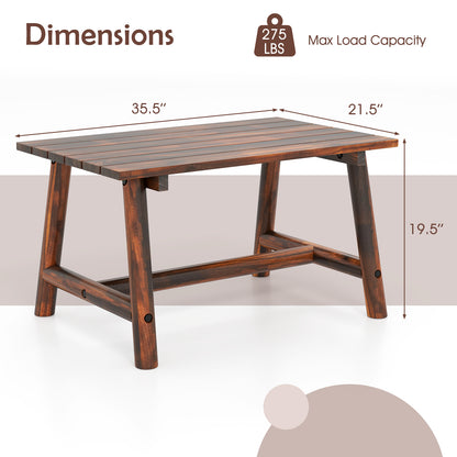 Solid Wood Patio Coffee Table with Slatted Tabletop
