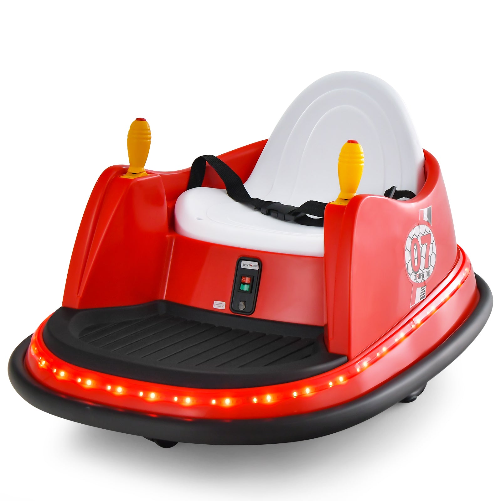 12V Electric Kids Ride On Bumper Car with Flashing Lights for Toddlers-Red - Red