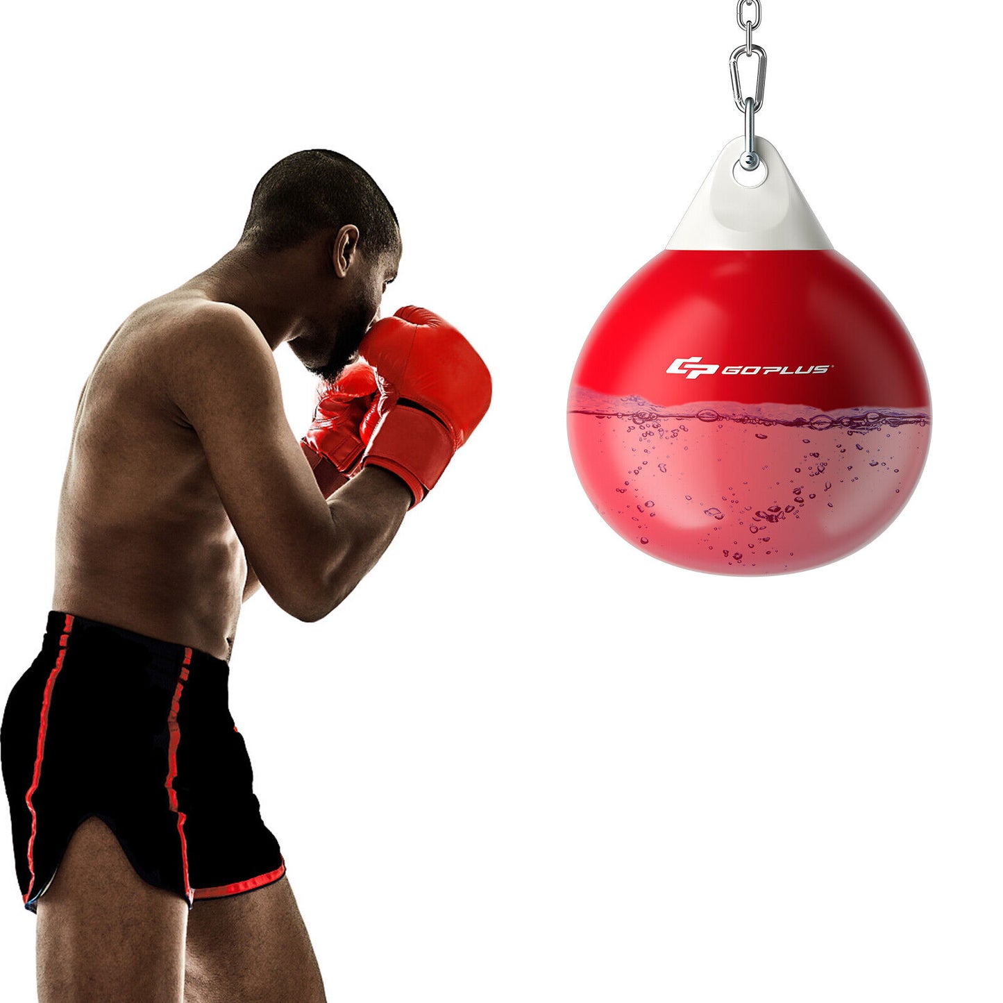 18 Inch 110 Pound Heavy Punching Water Aqua Bag with Adjustable Metal Chain-Red - Red