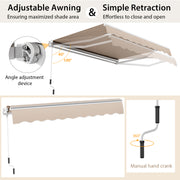 13 × 8 Feet Retractable Patio Awning Aluminum Deck Sunshade-Beige