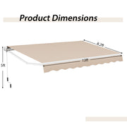 13 × 8 Feet Retractable Patio Awning Aluminum Deck Sunshade-Beige
