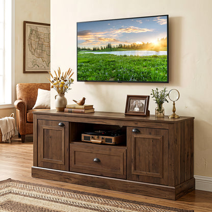 Farmhouse TV Stand for 70" TVs with Storage Cabinets