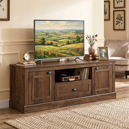 Farmhouse TV Stand for 70" TVs with Storage Cabinets