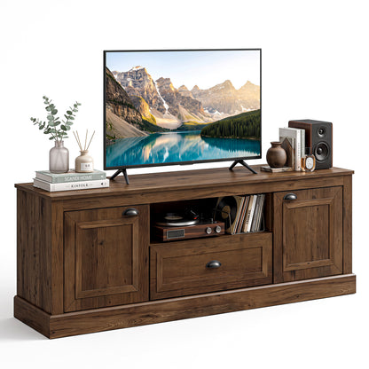 Farmhouse TV Stand for 70" TVs with Storage Cabinets