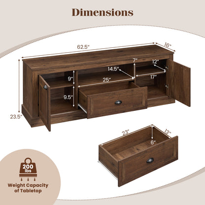 Farmhouse TV Stand for 70" TVs with Storage Cabinets
