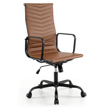 Ribbed High Back Office Chair with Adjustable Height