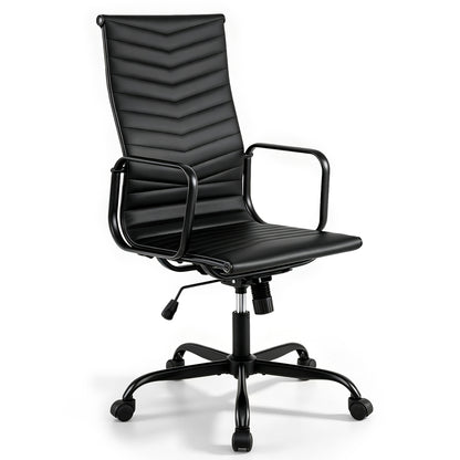 Ribbed High Back Office Chair with Adjustable Height