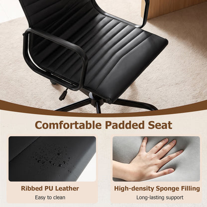 Ribbed High Back Office Chair with Adjustable Height