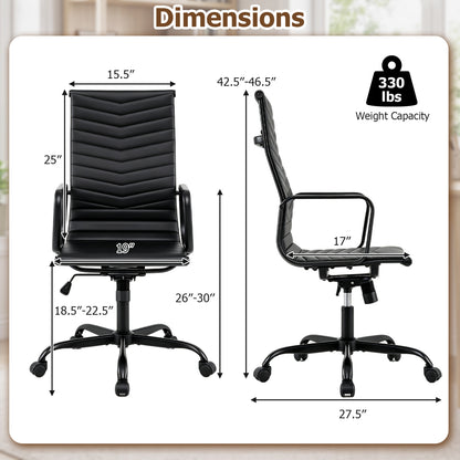 Ribbed High Back Office Chair with Adjustable Height