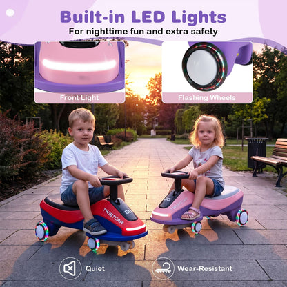 Ride On Car with Flashing Wheels Front Light and Music Speaker for Age 3+ Years Old