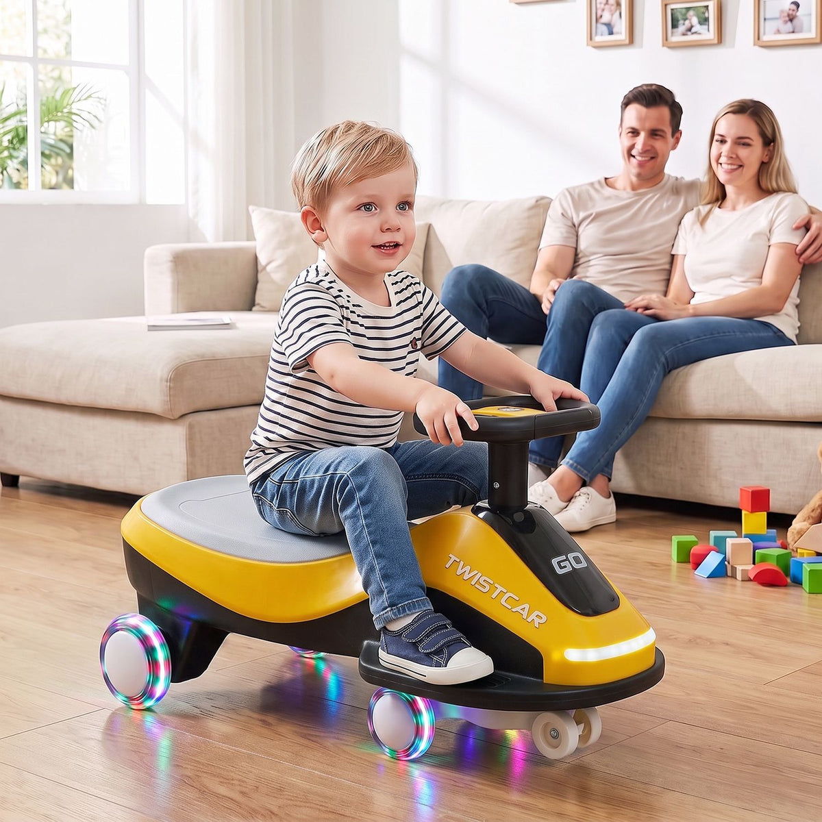 Ride On Car with Flashing Wheels Front Light and Music Speaker for Age 3+ Years Old