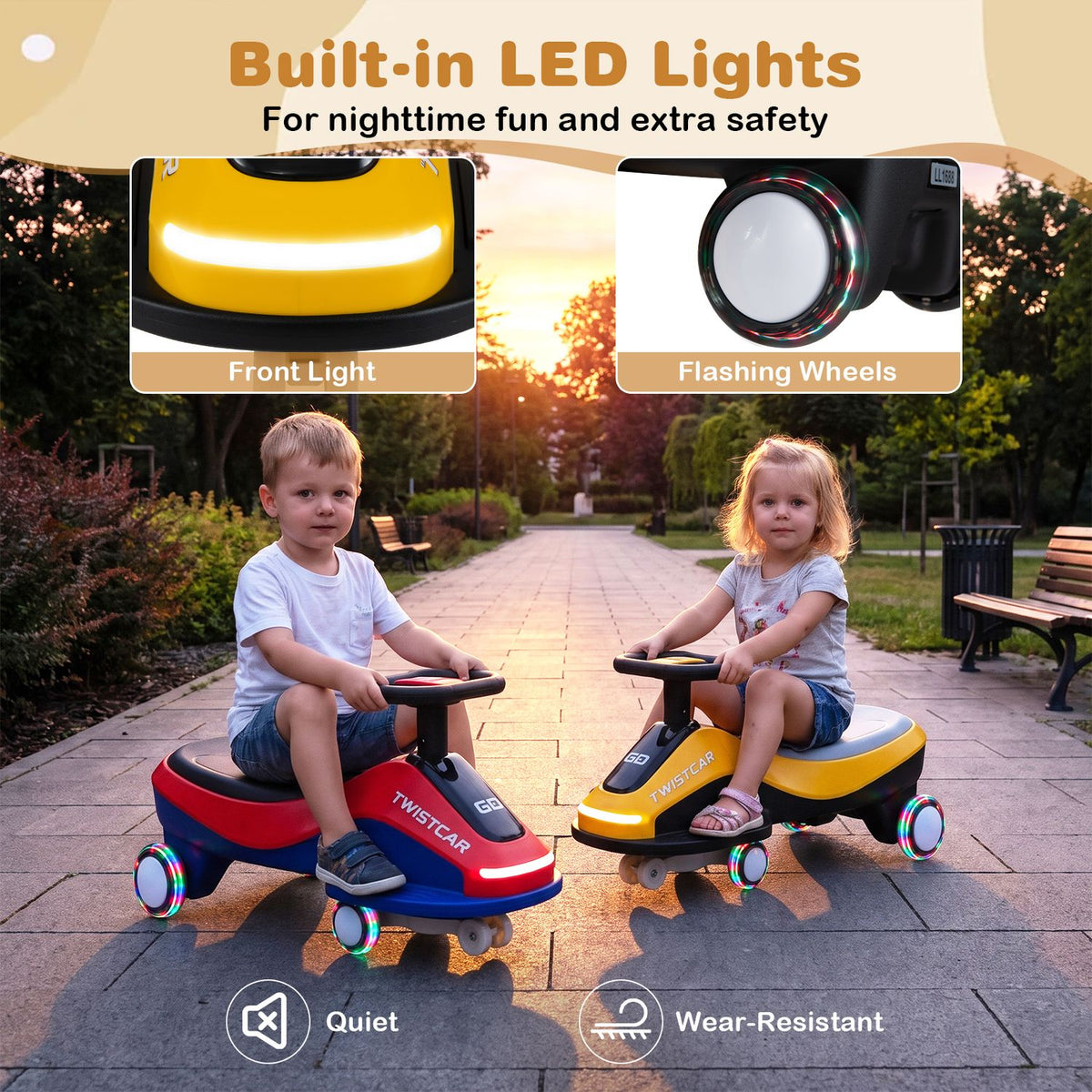 Ride On Car with Flashing Wheels Front Light and Music Speaker for Age 3+ Years Old
