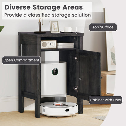 Robot Vacuum Storage Cabinet with Door and Open Shelf for Living Room Bedroom-Gray