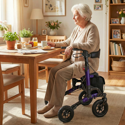Rollator Walker for Seniors Folding Rolling Walker with Seat-Purple