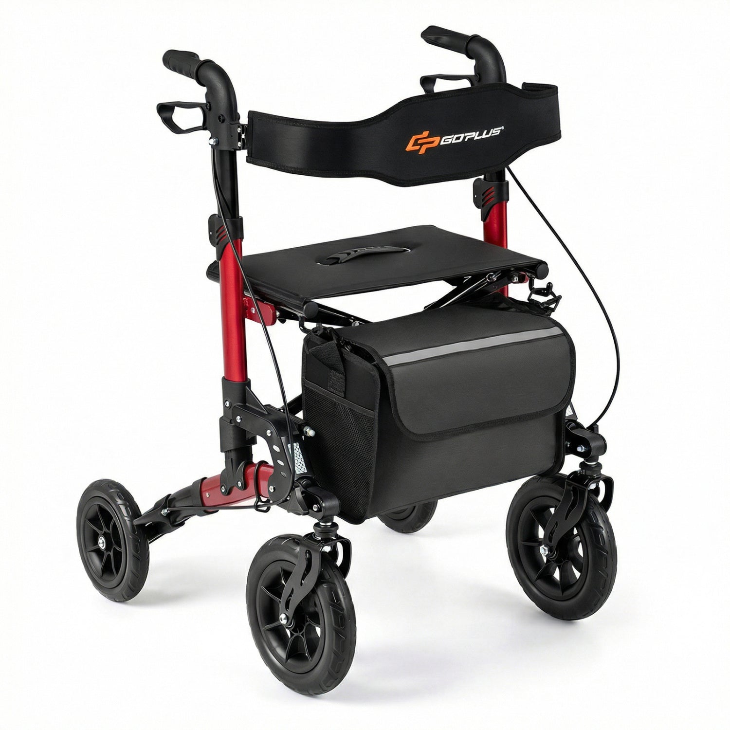 Rollator Walker for Seniors Folding Rolling Walker with Seat-Red