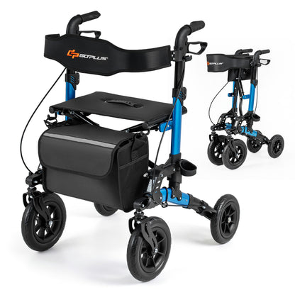 Rollator Walker for Seniors Folding Rolling Walker with Seat-Blue